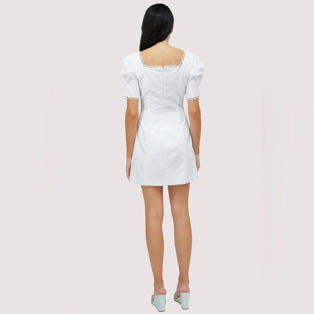 Lost + Wander White Puff Sleeve Mini Dress